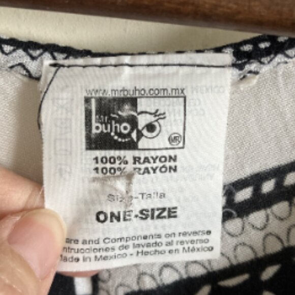 Hawaiian Beach Dress Womens Black White One Size Sleeveless Midi BOHO Mr Buho - Picture 10 of 11